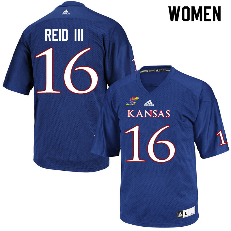 Women #16 Thomas Reid III Kansas Jayhawks College Football Jerseys Sale-Royal - Click Image to Close
